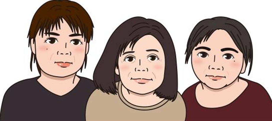 看護師Hさん・Tさん・Sさんの似顔絵